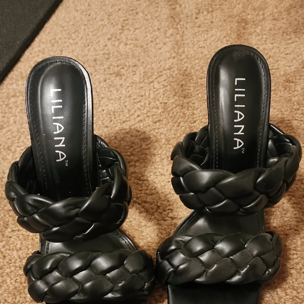 Liliana Elegant Black Braided Heels